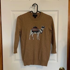 J. Crew Cashmere Wool Blend Sweater with Camel Design